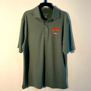 Miami Hurricanes Shirt Mens Medium Green Polo Short Sleeve Florida NCAA  S-S